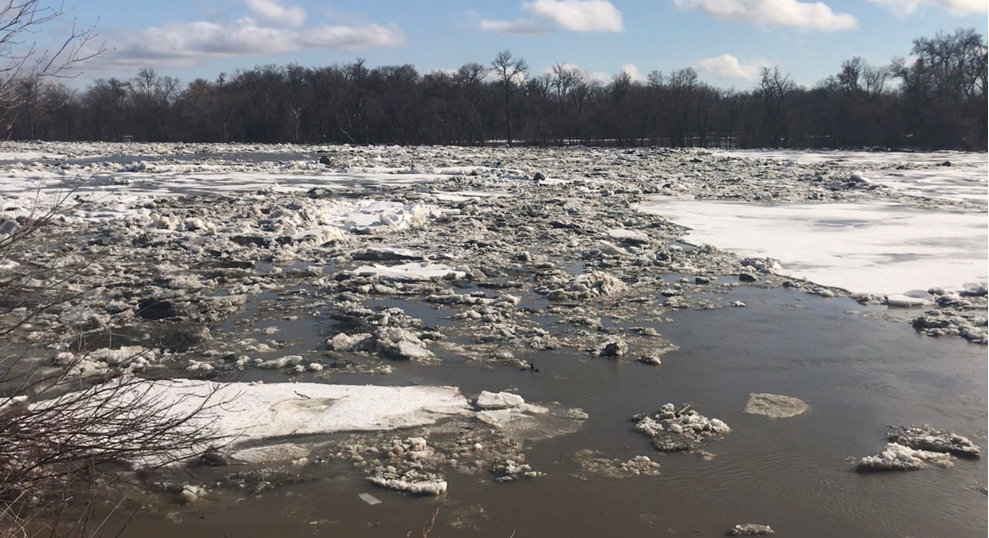 Icy River in Winnipeg